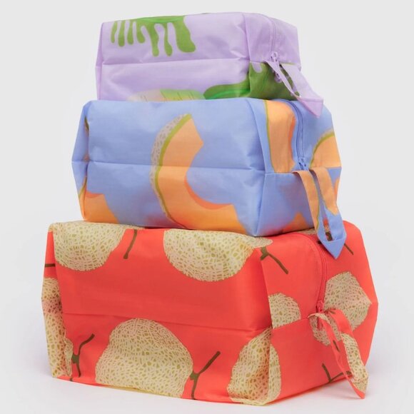 BAGGU Handbags - NWT Baggu 3D Zip Set - Japanese Produce (Cantaloupe Blue, Daikon Pink, Yubari)